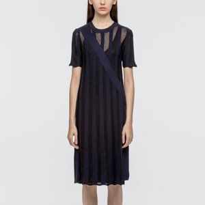 OPENING CEREMONY Knit Mesh Stripes Sash Midi Dress Size XS